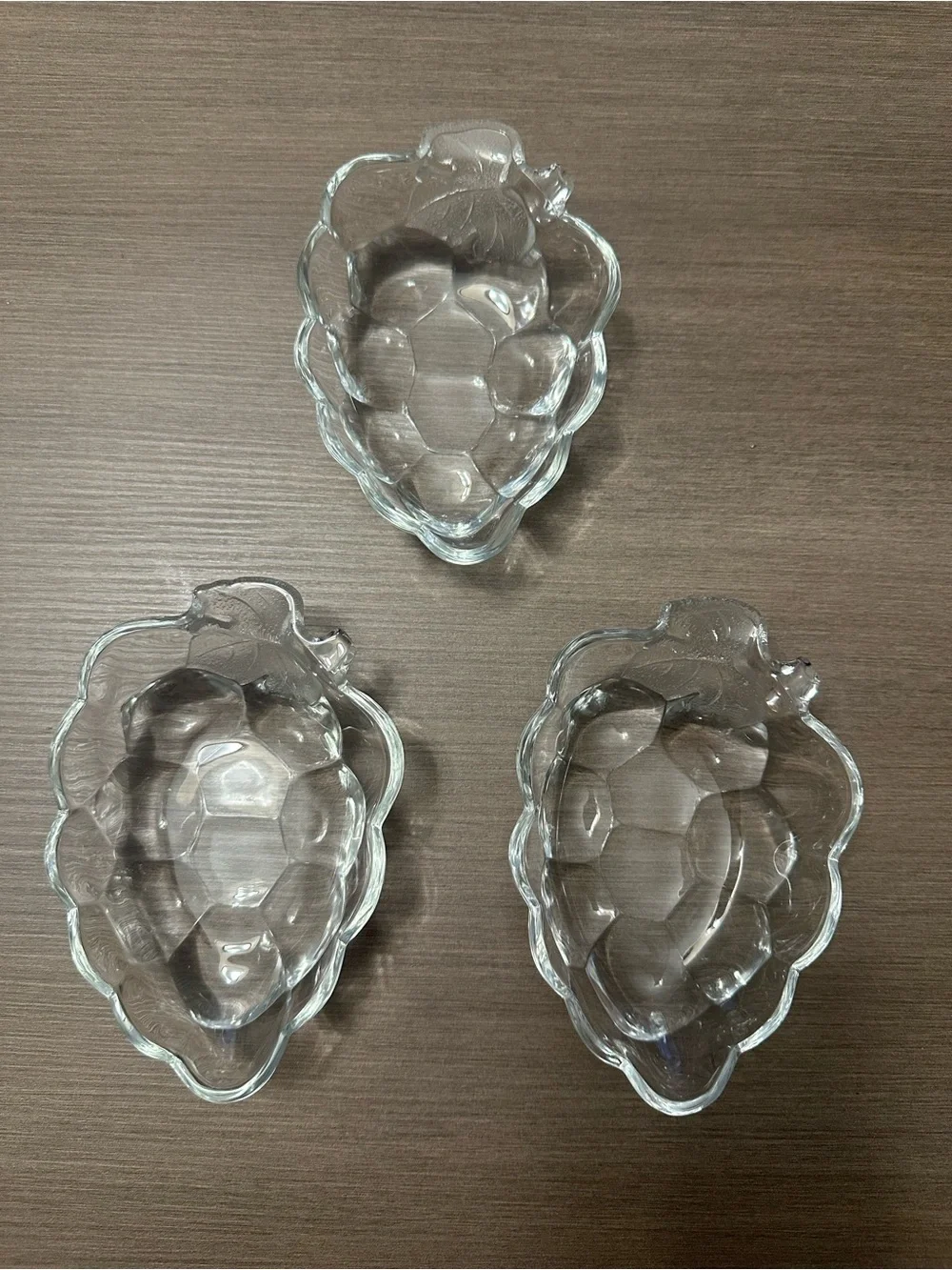 Clear Glass Grape-Shaped Serving Dishes - Set of 3